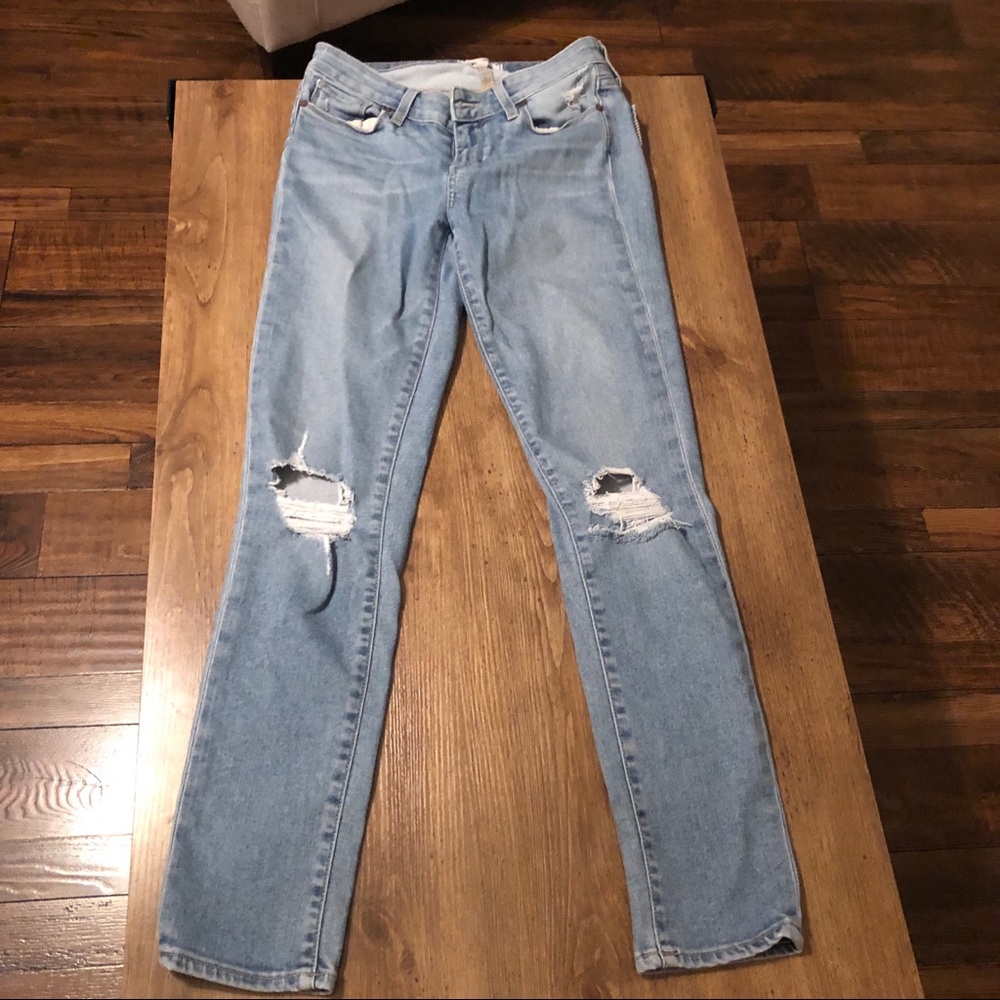 Paige premium denim distressed blue skyline skinny